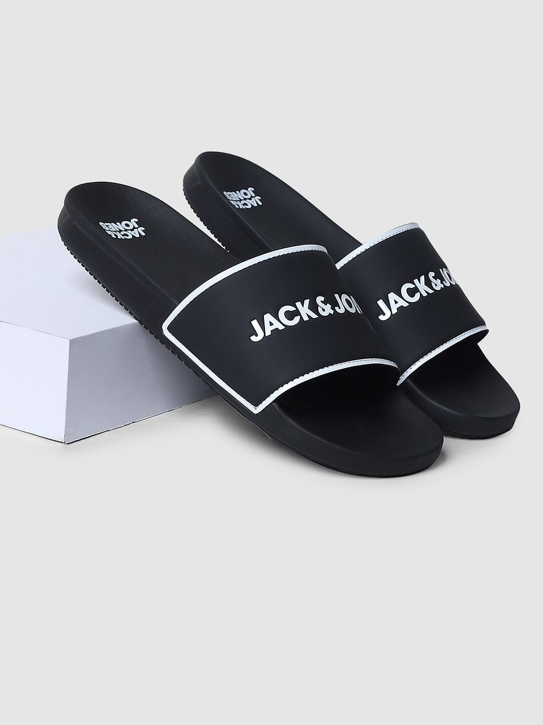 Black Logo Print Sliders