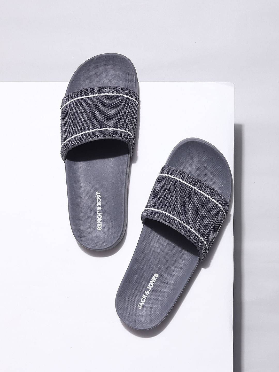 Grey Knit Sliders - 6