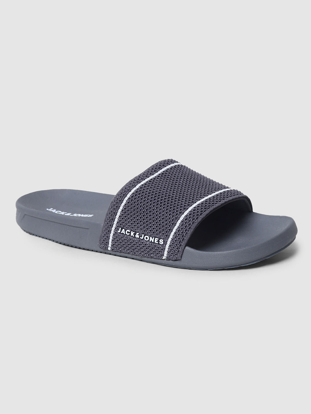 Grey Knit Sliders