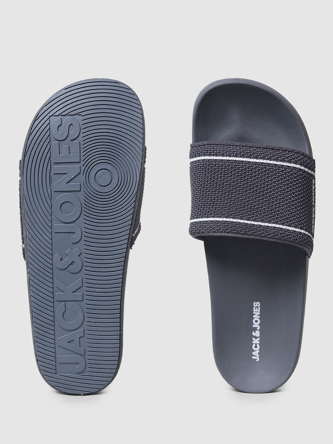 Grey Knit Sliders