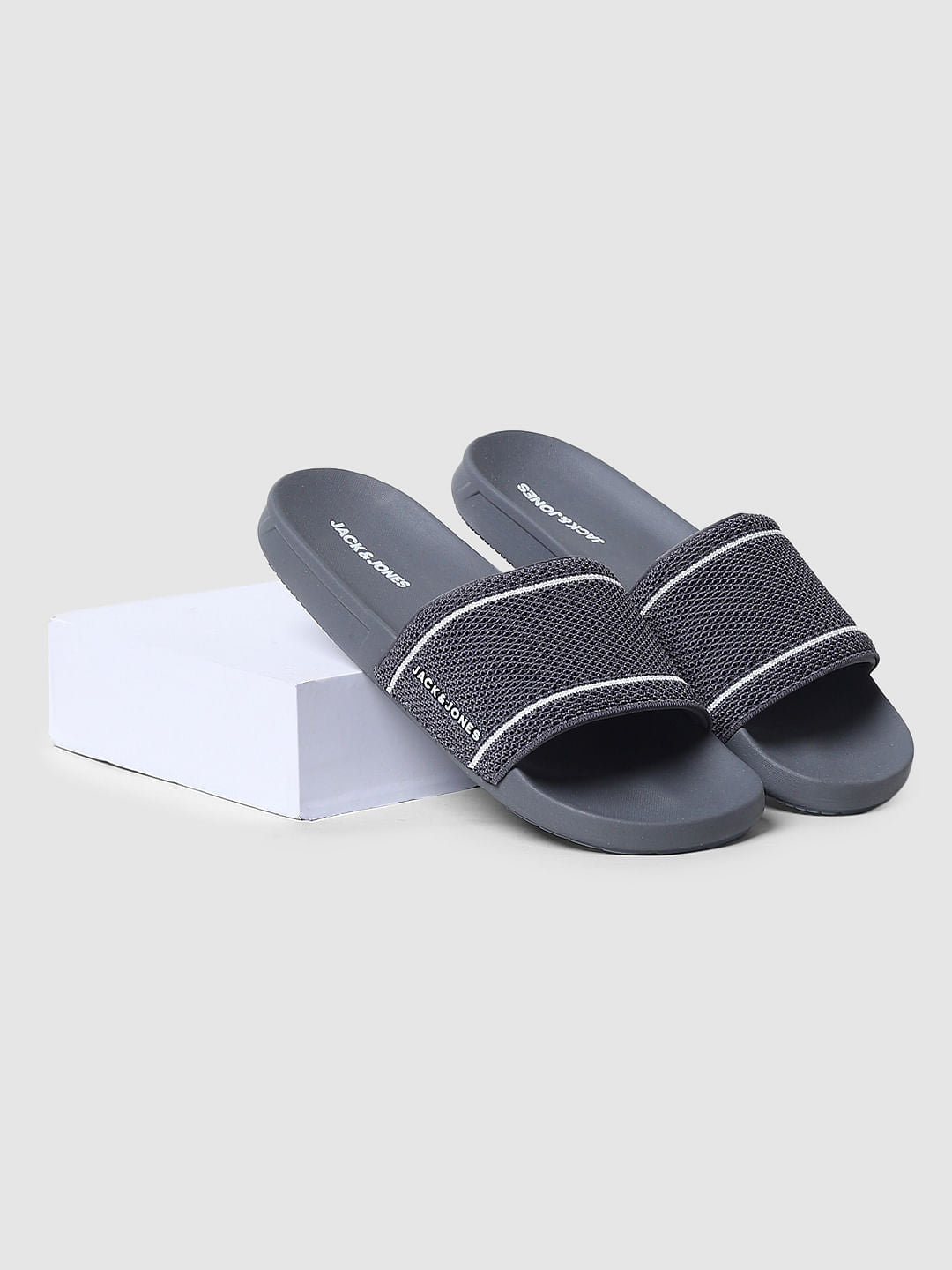 Grey Knit Sliders