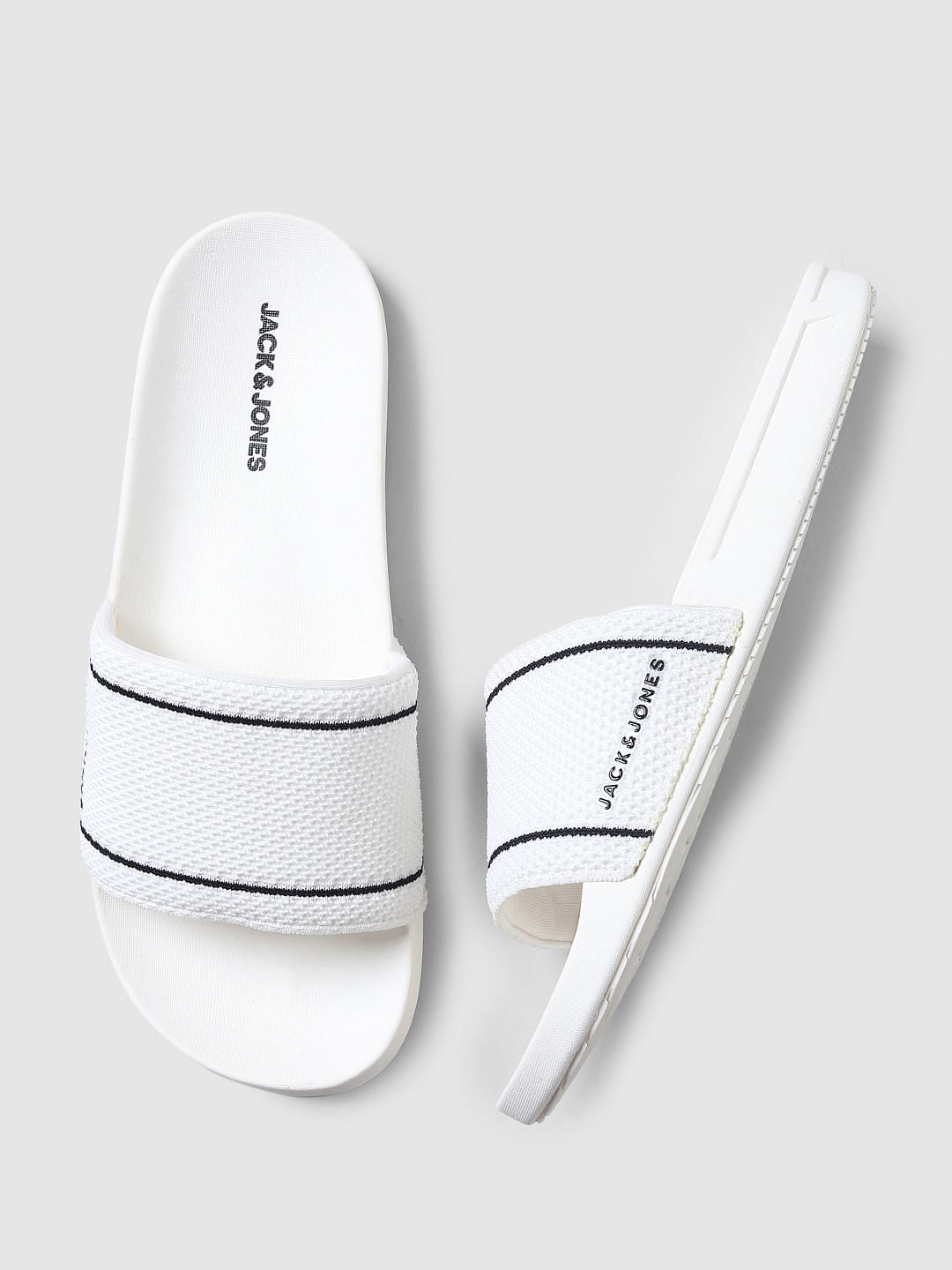 White Knit Sliders