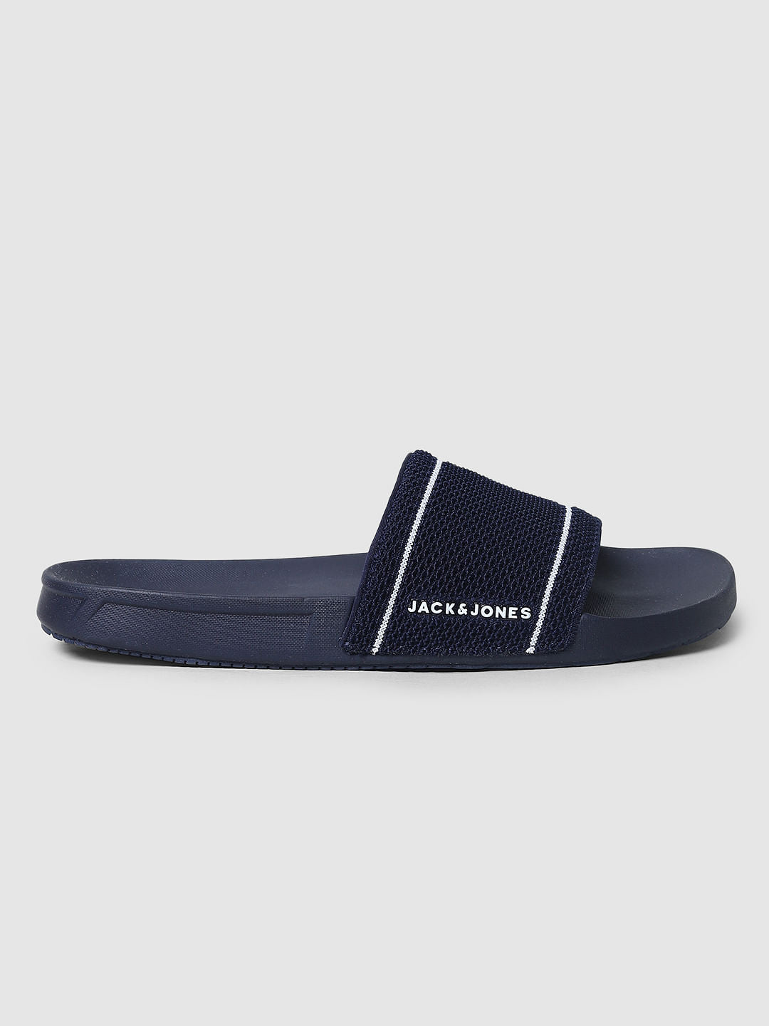 Navy Blue Knit Sliders