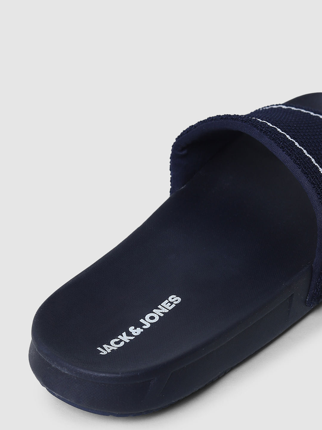 Navy Blue Knit Sliders