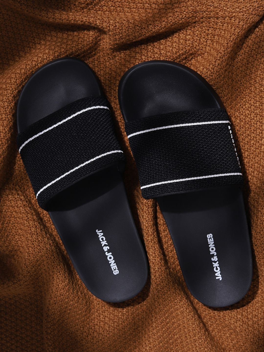 Black Knit Sliders