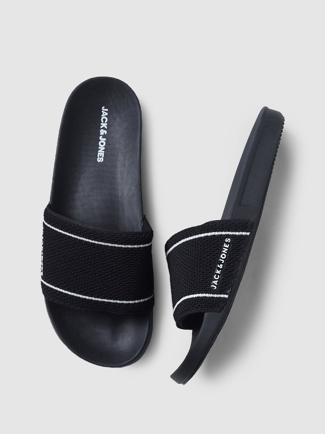 Black Knit Sliders