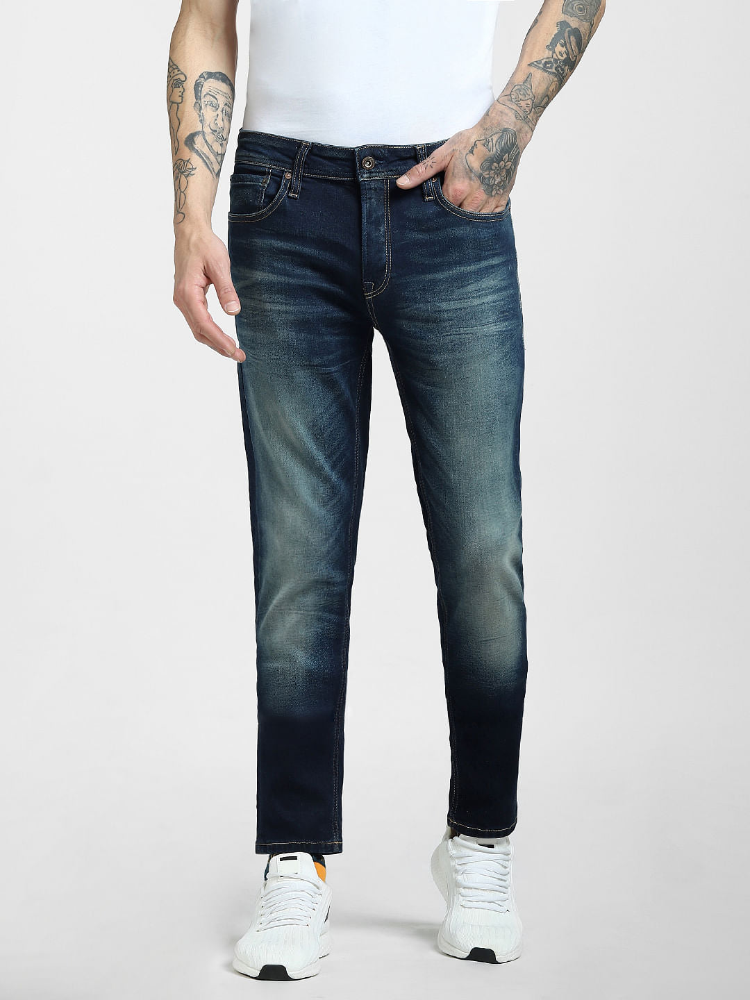 Blue Low Rise Washed Skinny Jeans
