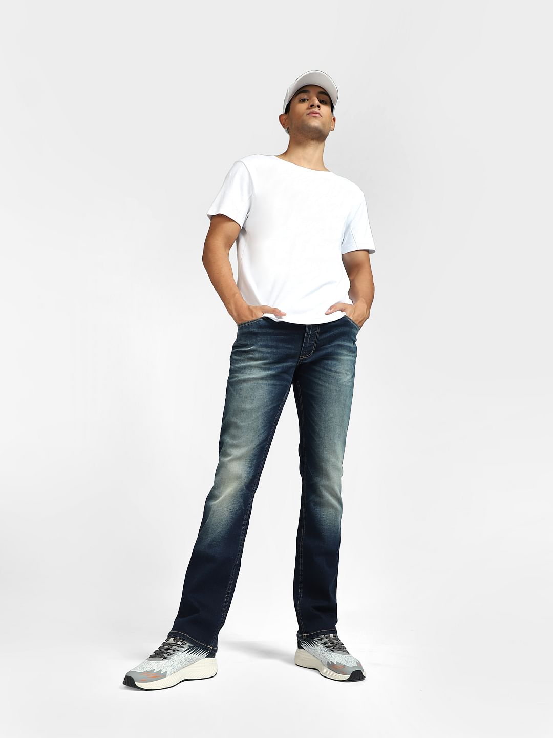 Dark Blue Mid Rise Clark Straight Jeans - 28/30