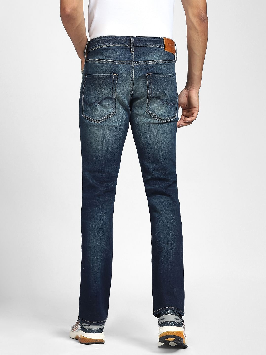 Dark Blue Mid Rise Clark Straight Jeans