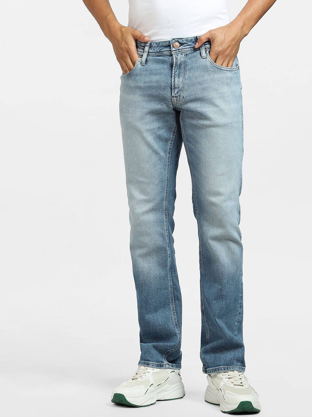 Light Blue Mid Rise Clark Regular Fit Jeans