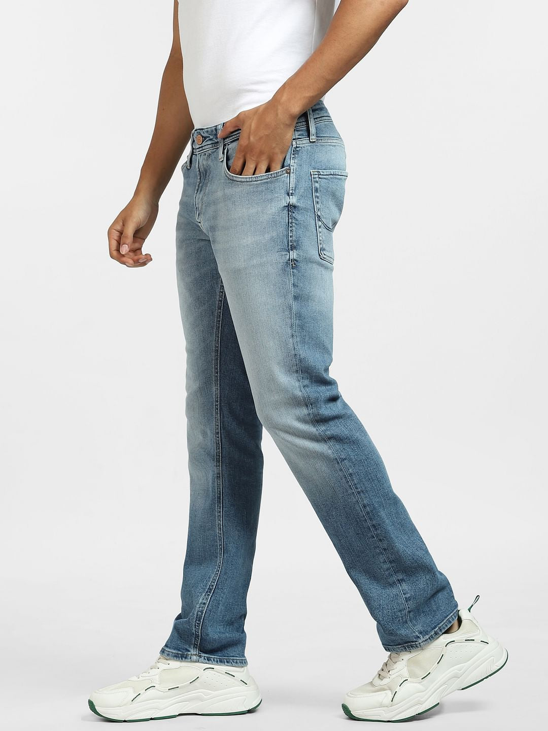 Light Blue Mid Rise Clark Regular Fit Jeans