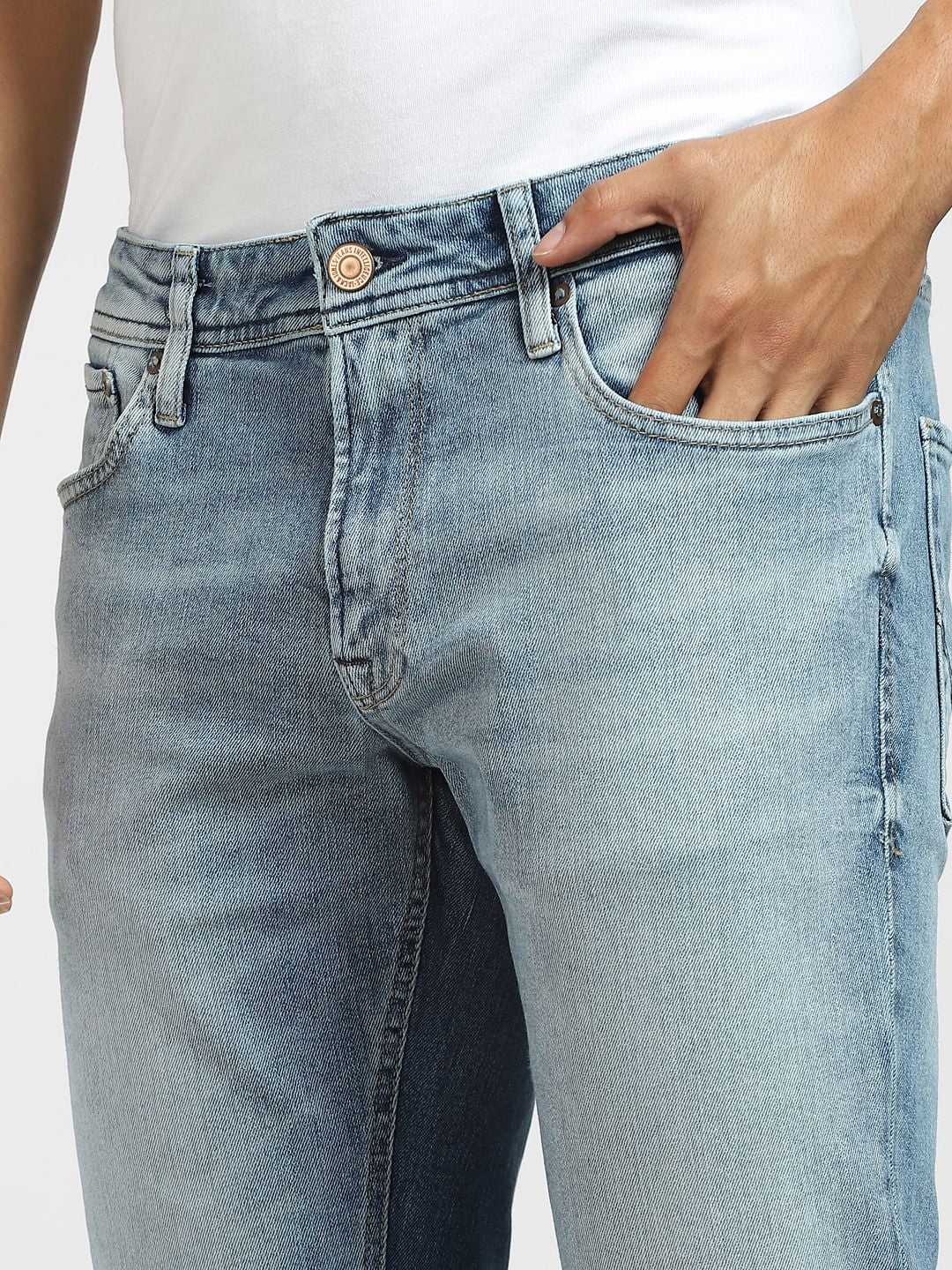 Light Blue Mid Rise Clark Regular Fit Jeans