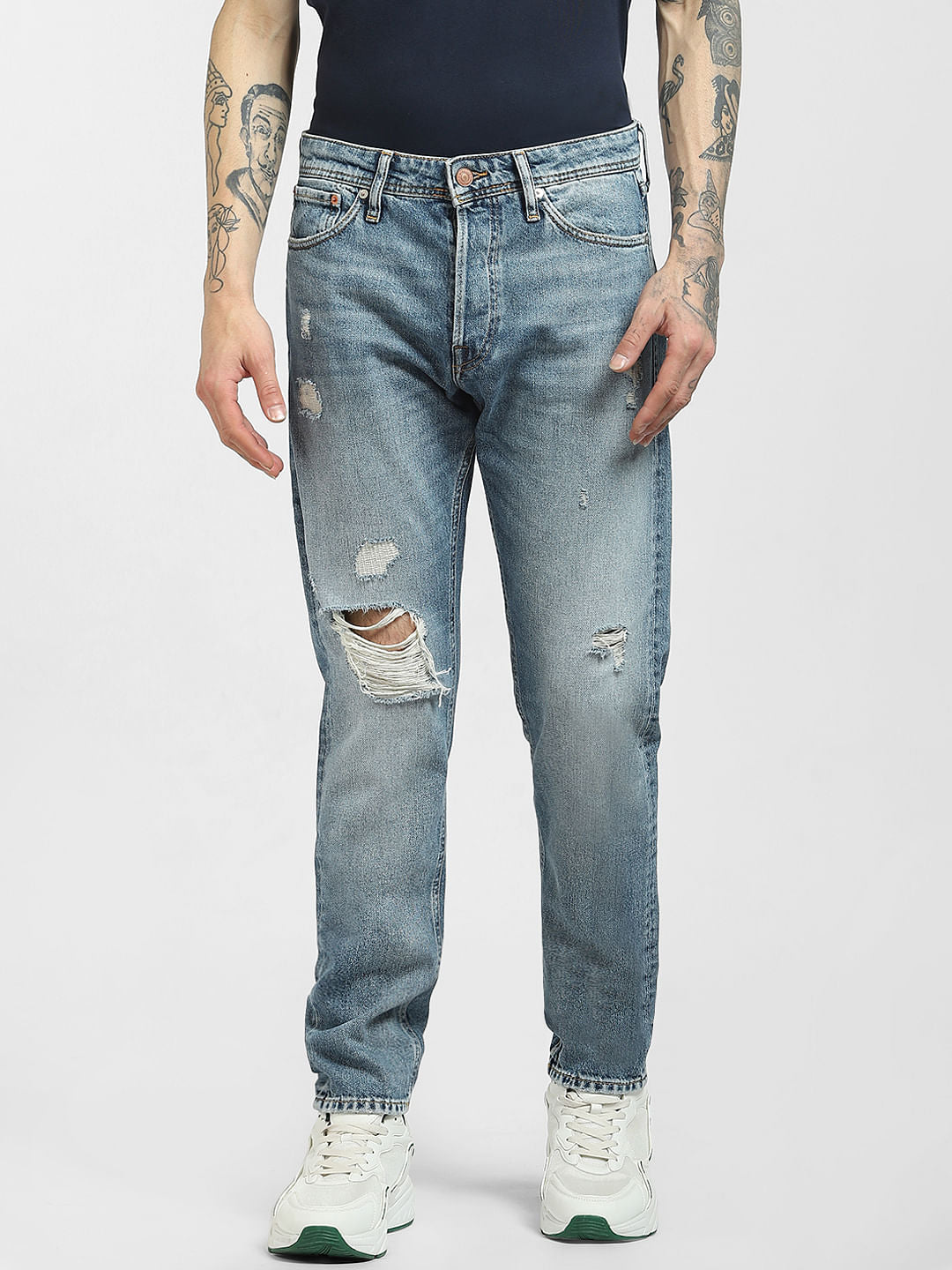 Blue Mid Rise Anti Fit Jeans