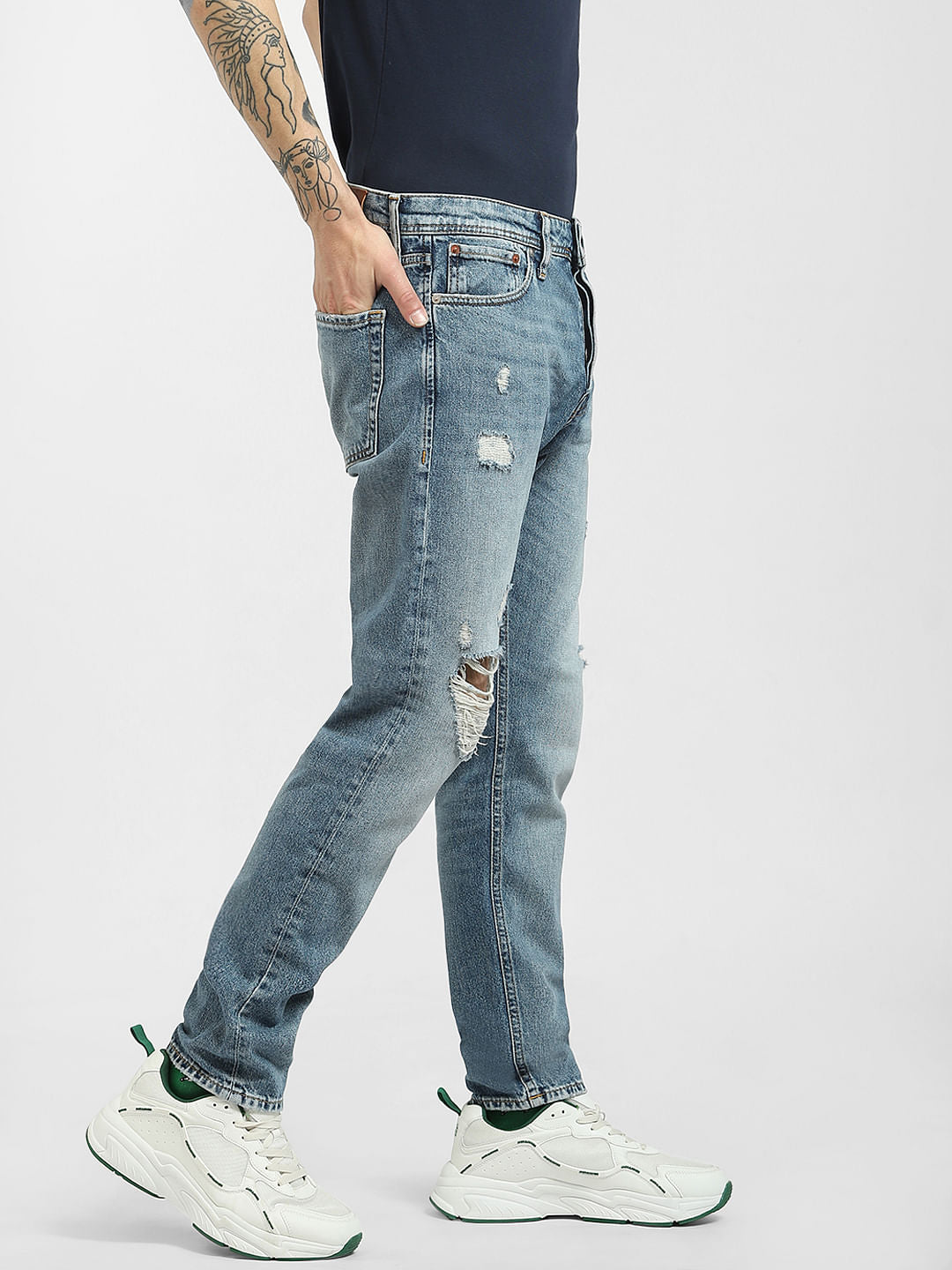 Blue Mid Rise Anti Fit Jeans