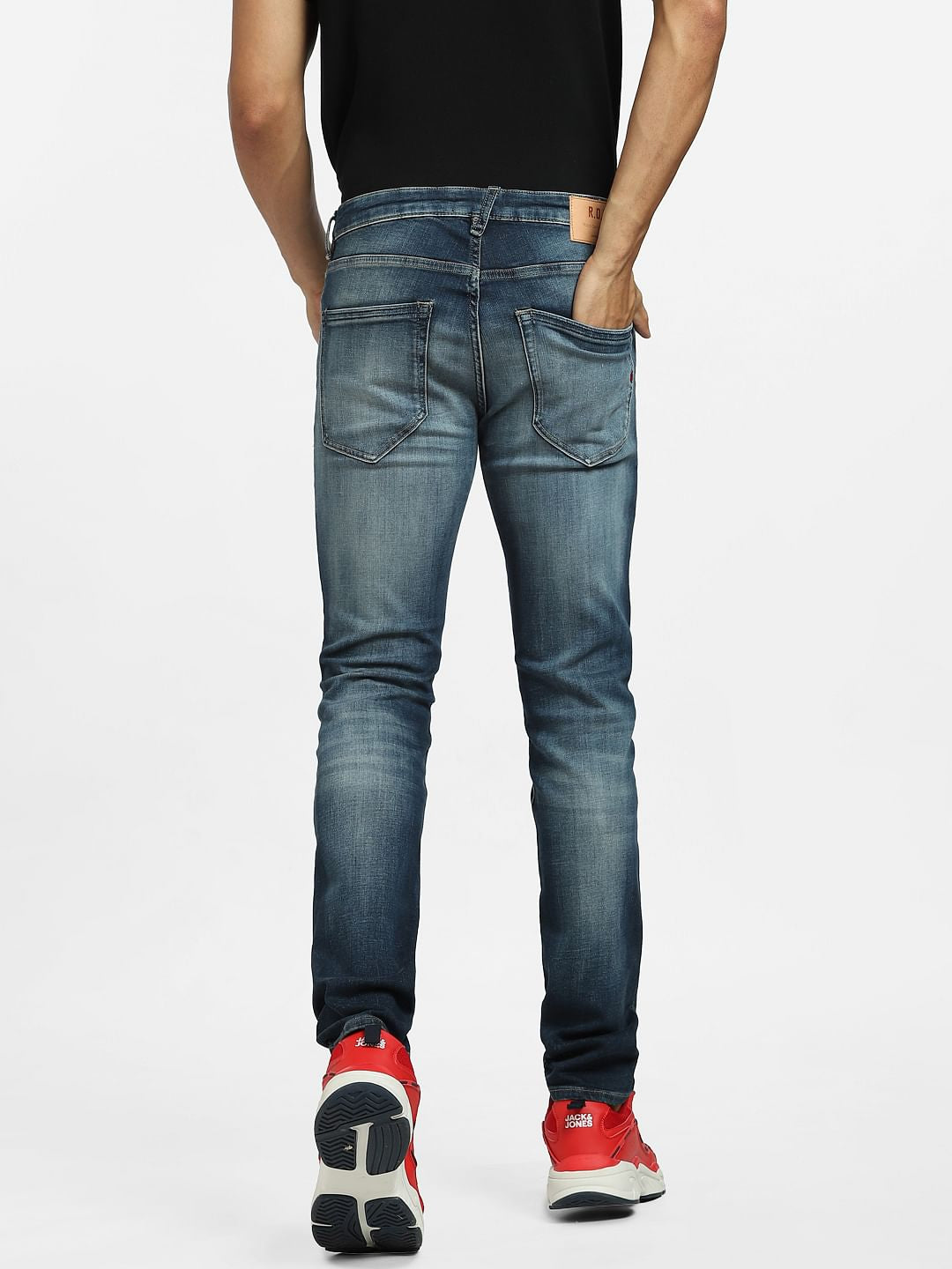 Dark Blue Low Rise Distressed Liam Skinny Jeans