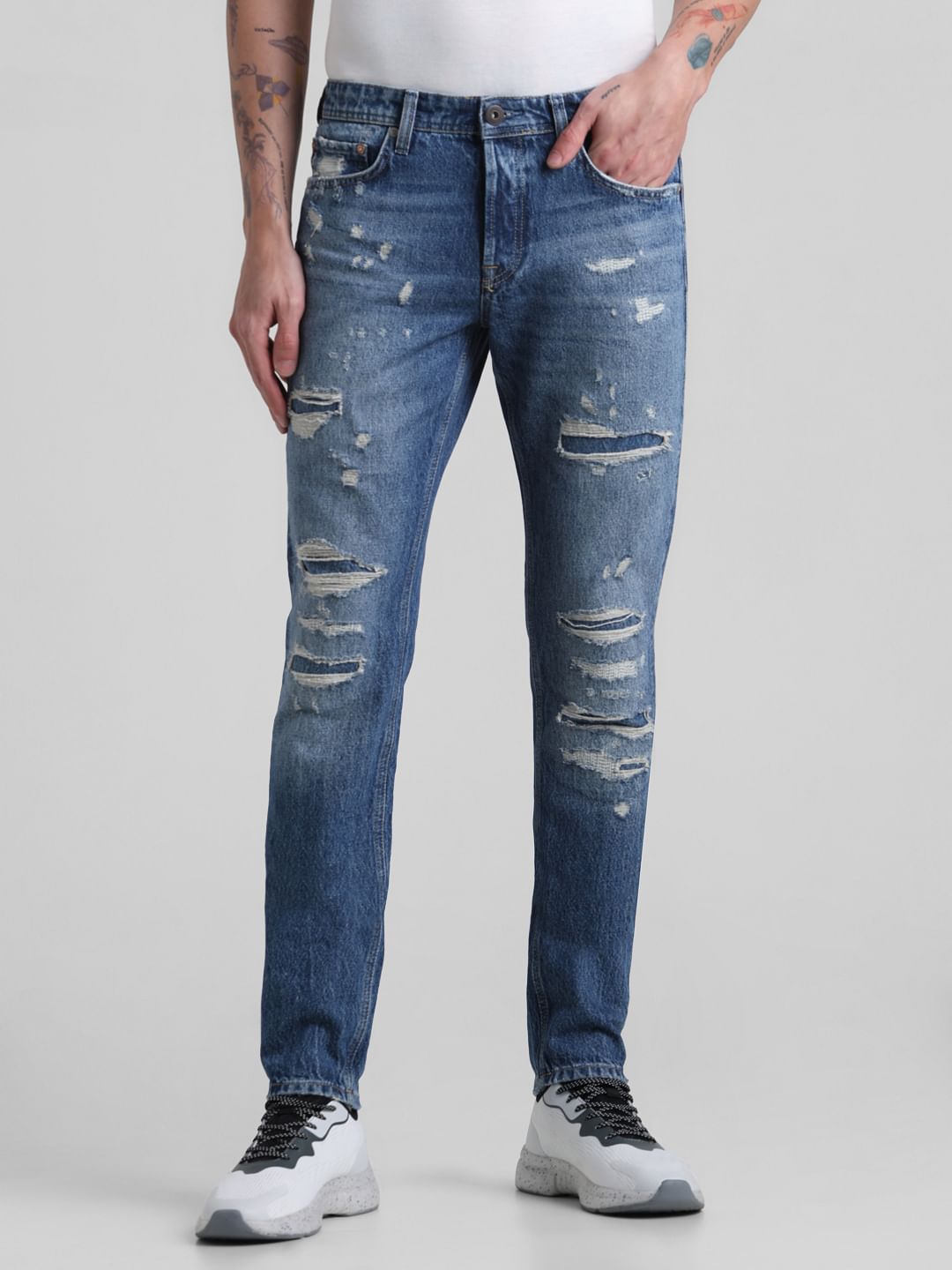 Blue Distressed Glenn Slim Fit Jeans - 29/30
