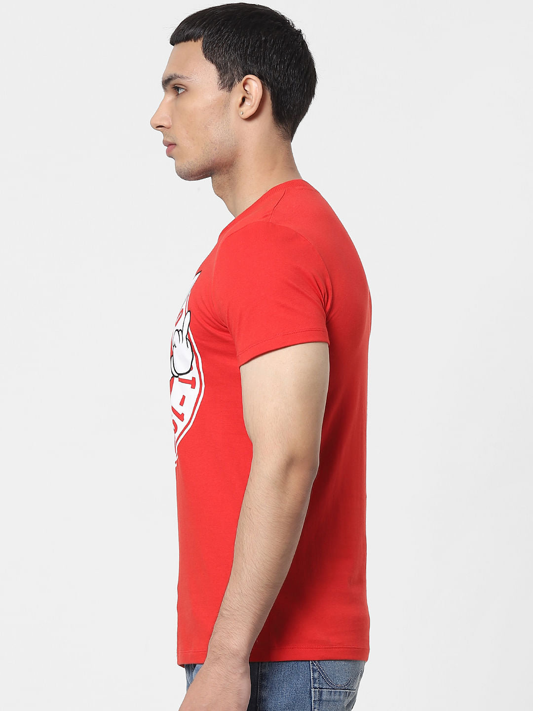 Red Graphic Print Crew Neck T-shirt