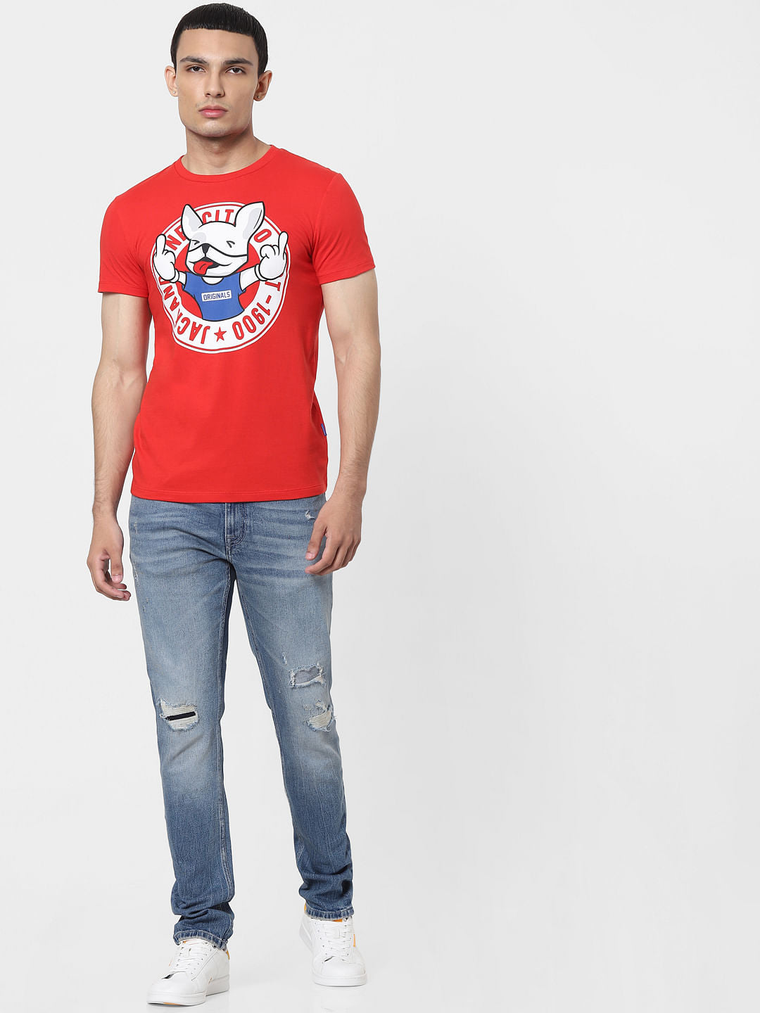 Red Graphic Print Crew Neck T-shirt