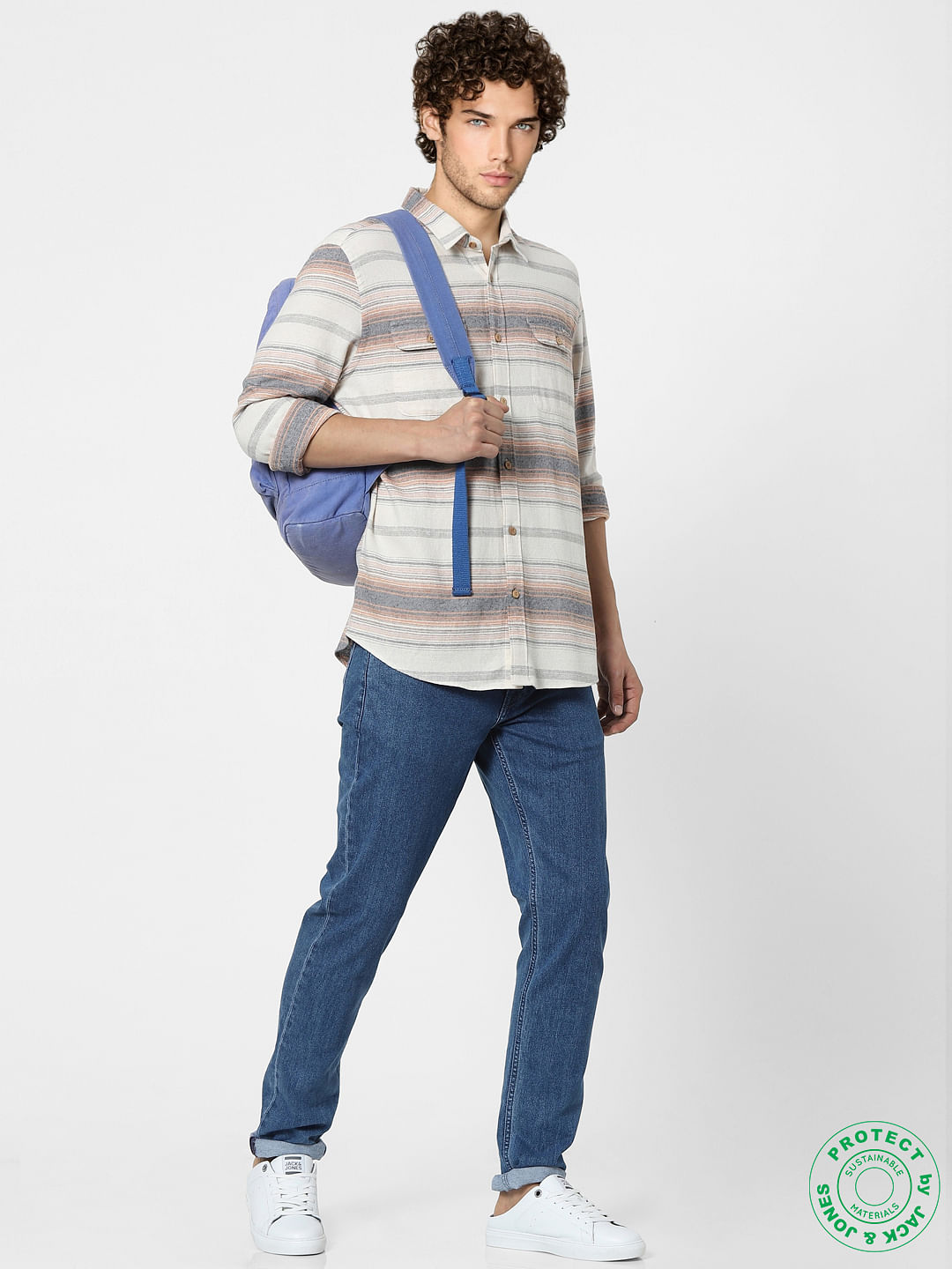 Off-White Striped Full Sleeves Shirt