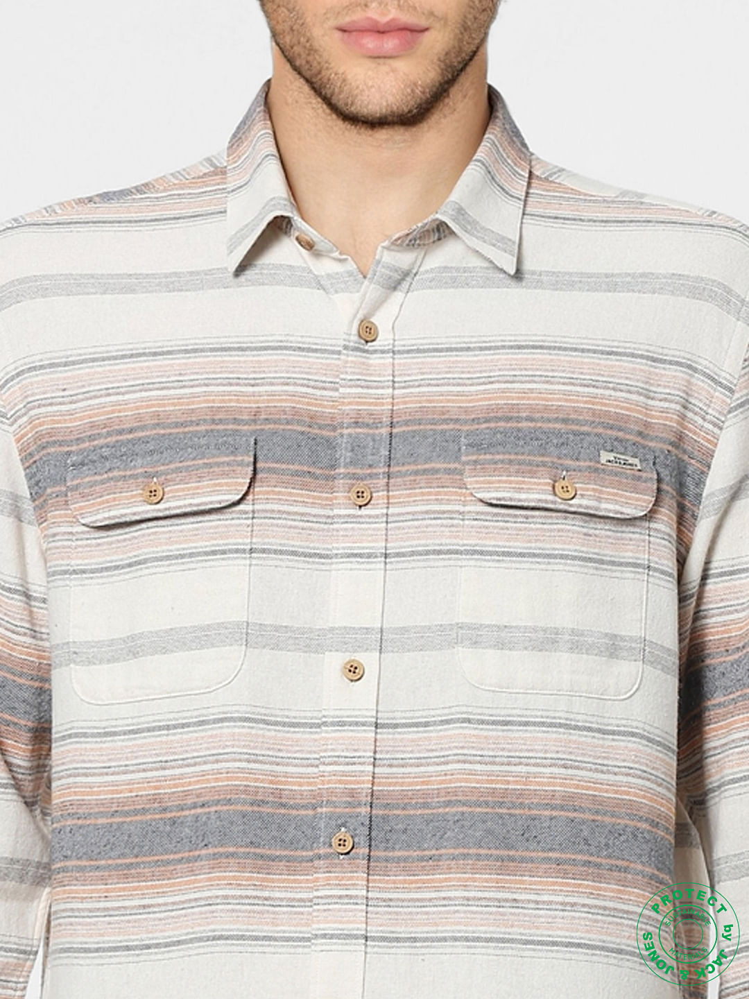 Off-White Striped Full Sleeves Shirt