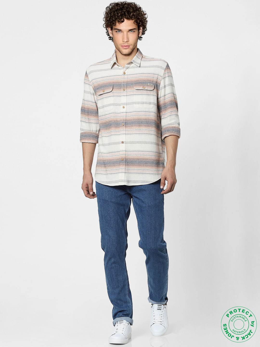 Off-White Striped Full Sleeves Shirt