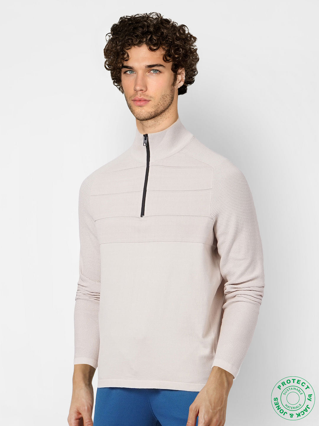Beige High Neck Pullover
