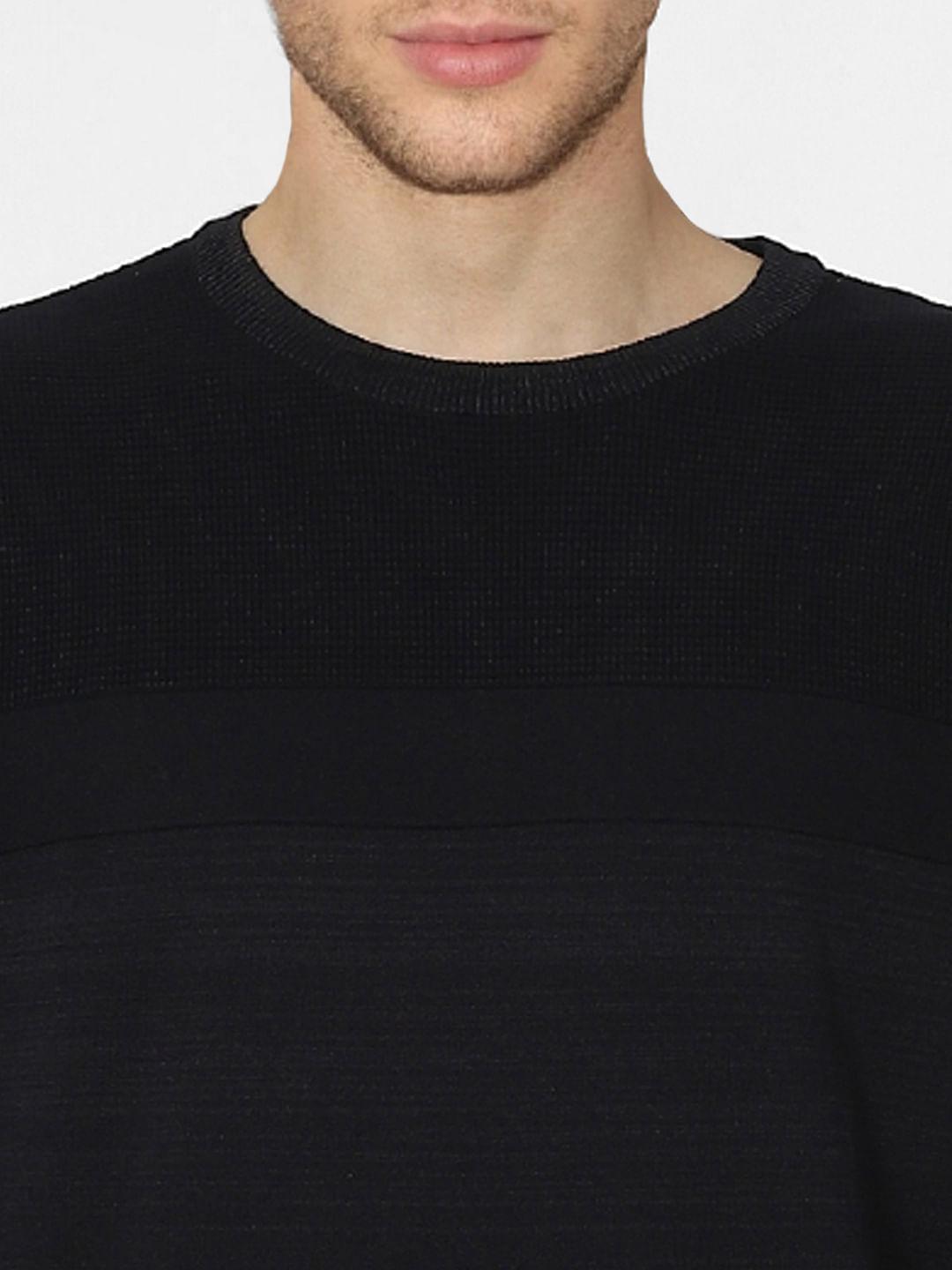 Black Textured Knit Pullover