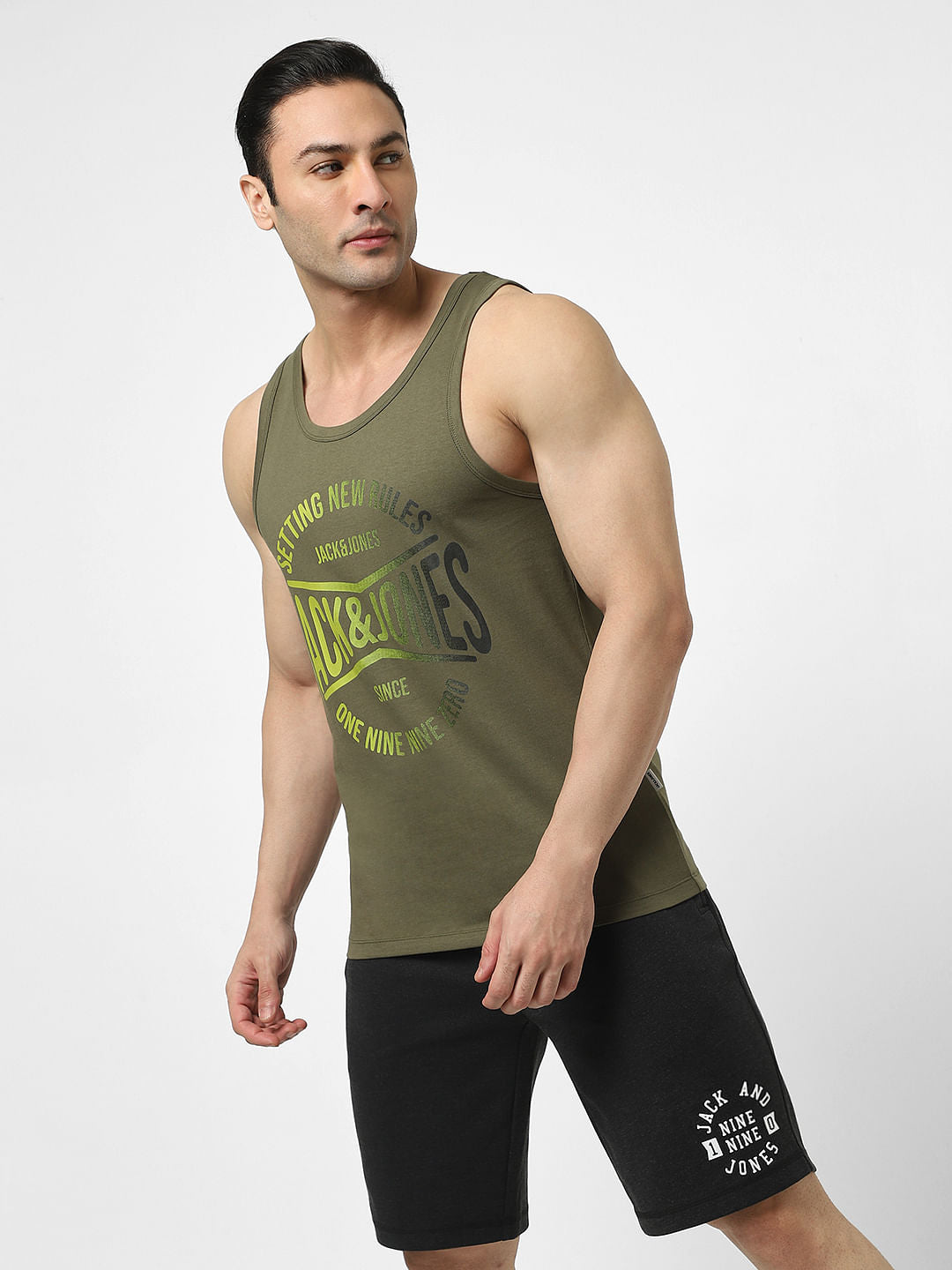 Green Typographic Print Fashion Vest