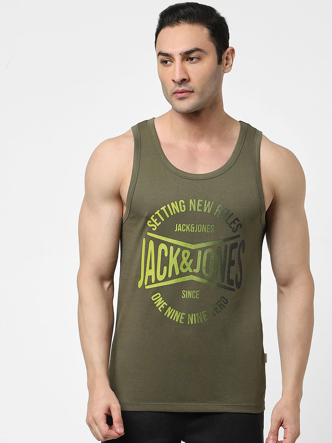 Green Typographic Print Fashion Vest