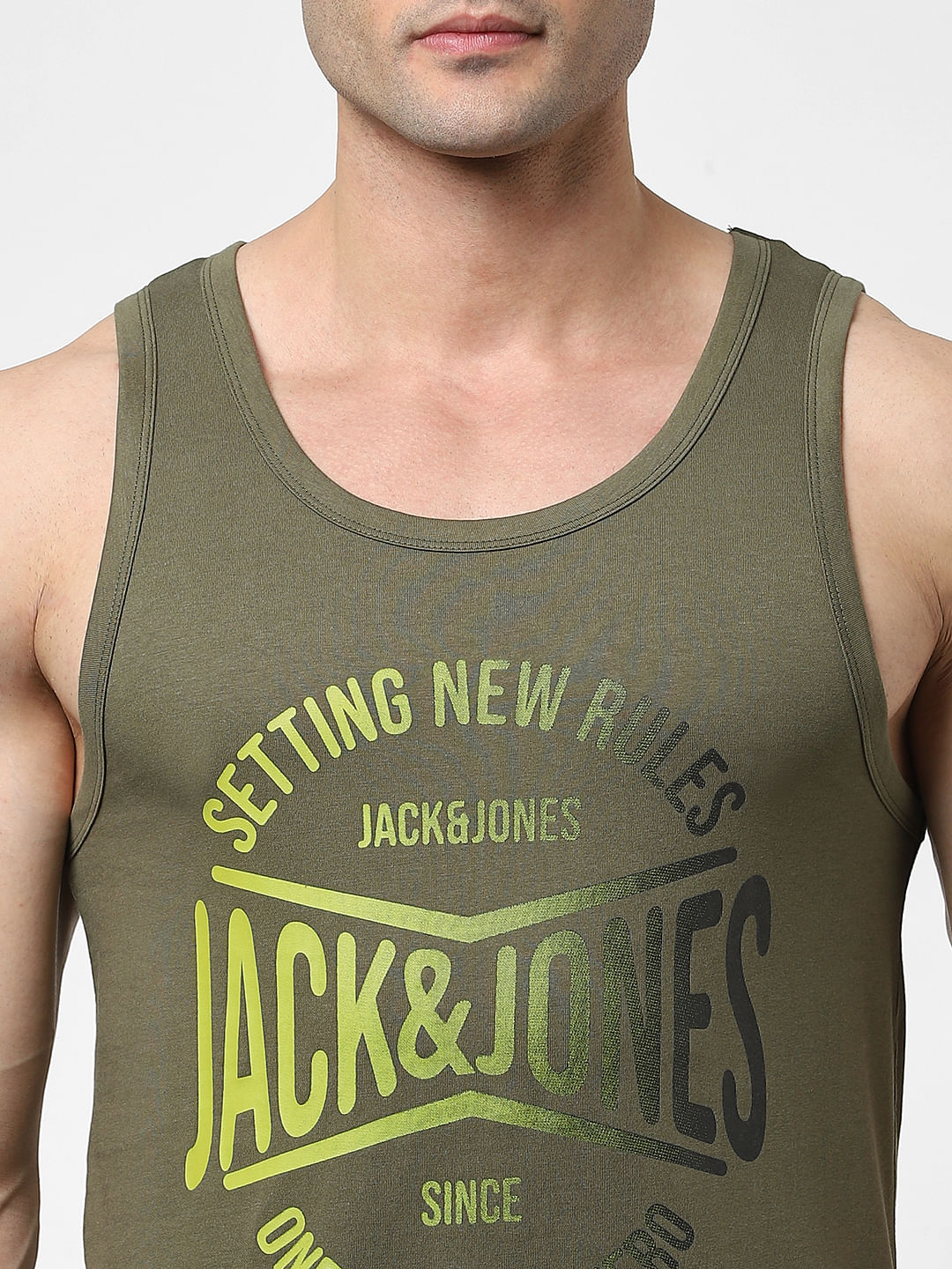 Green Typographic Print Fashion Vest