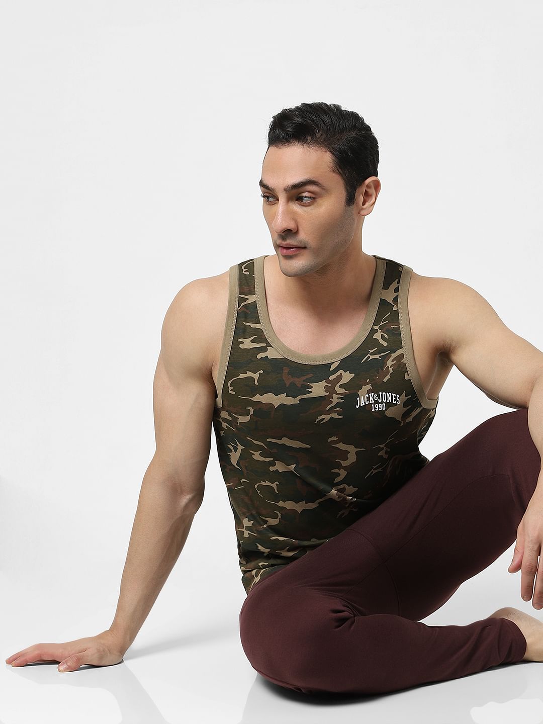 Green Camo Print Fashion Vest - S