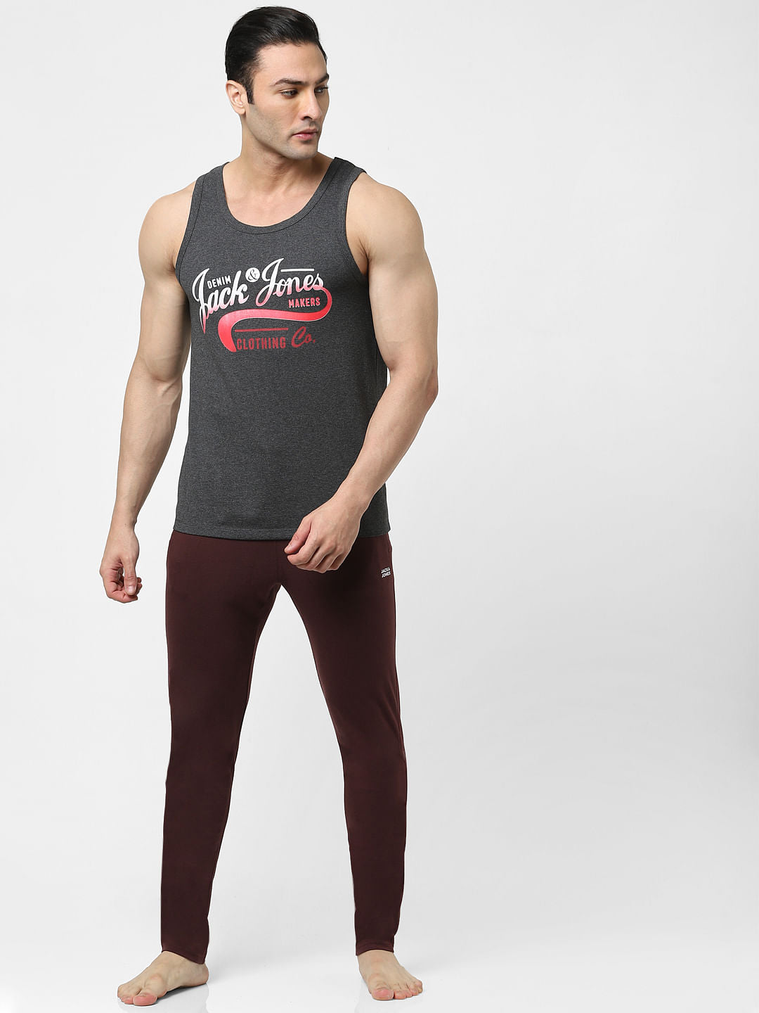 Dark Grey Logo Print Fashion Vest