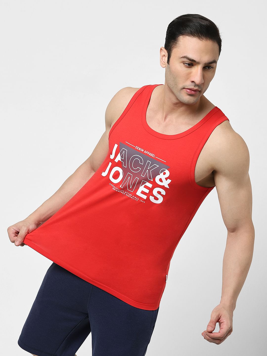 Red Logo Print Fashion Vest - S