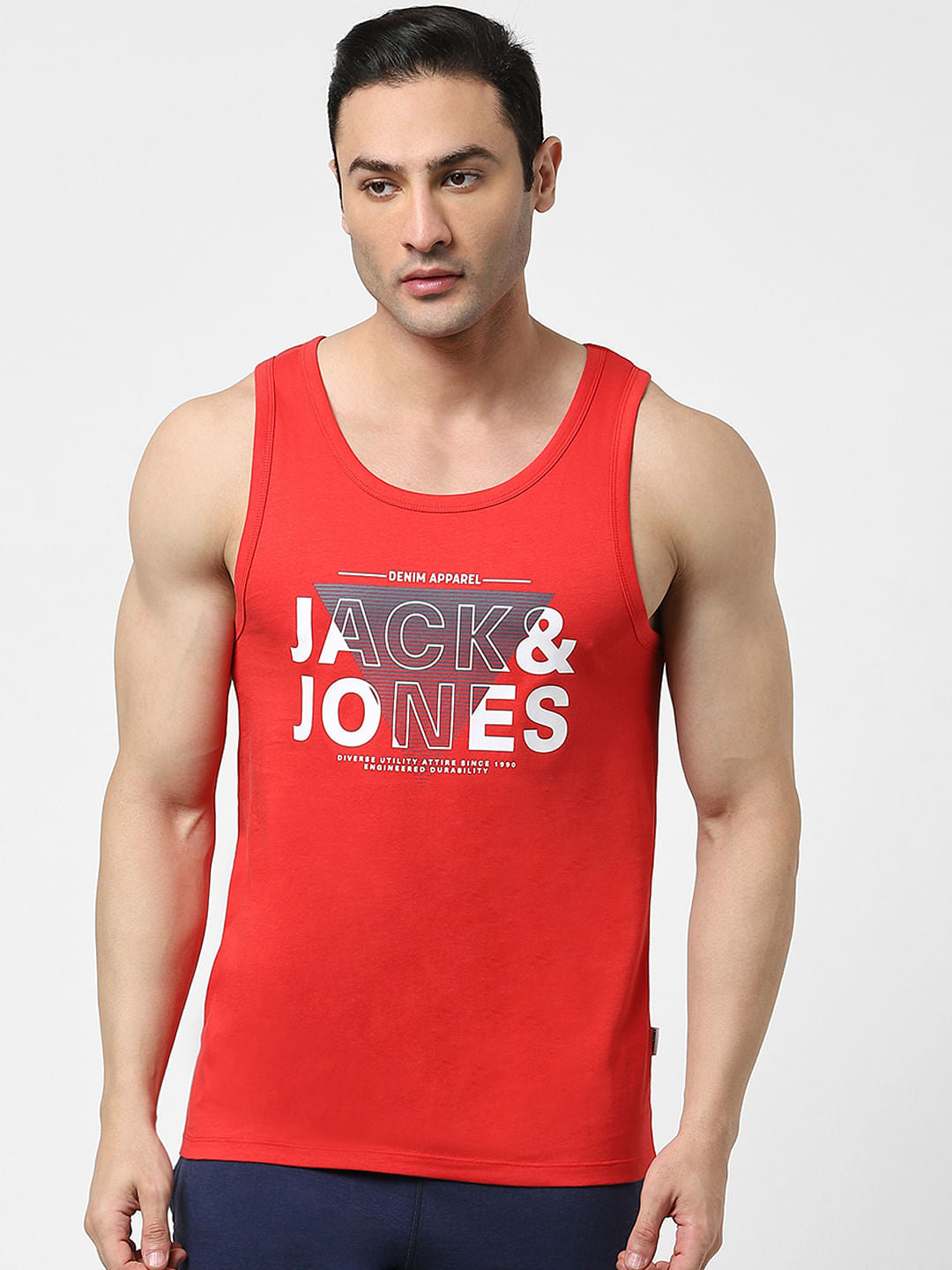 Red Logo Print Fashion Vest