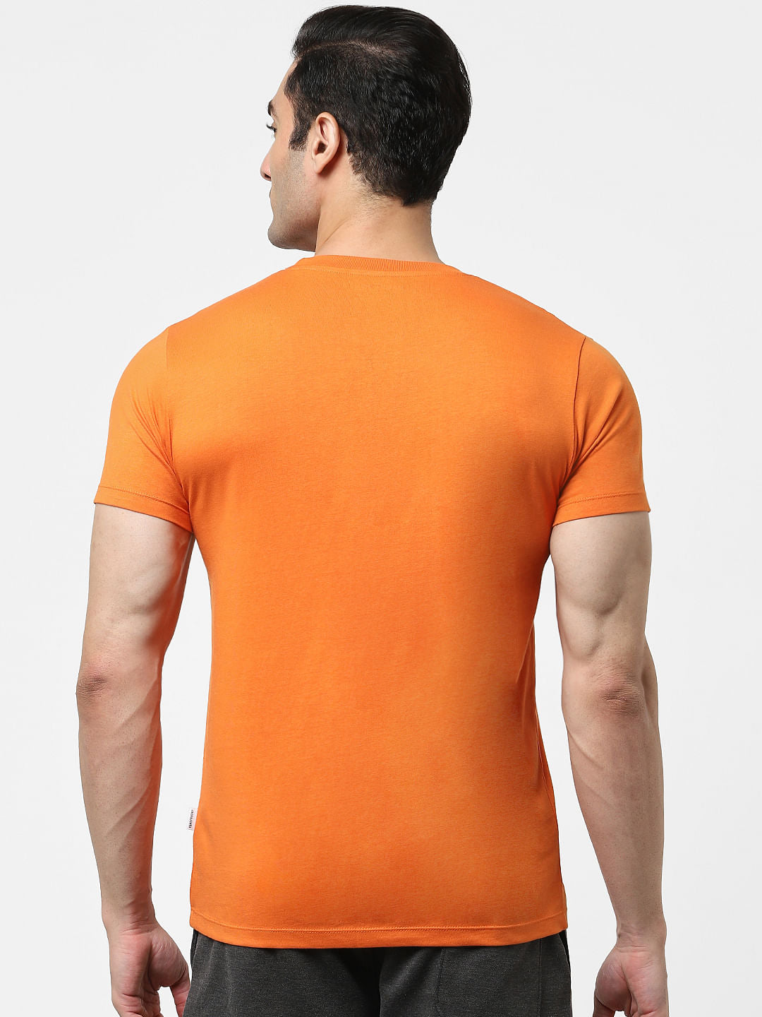 Orange Logo Print Crew Neck T-shirt