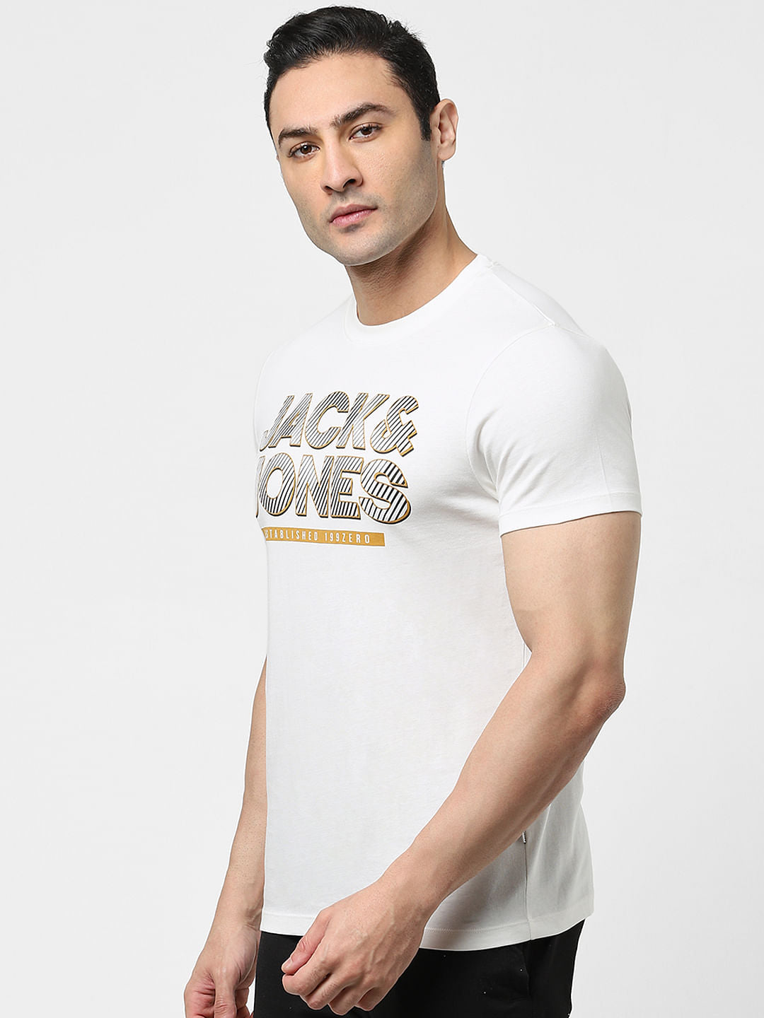 White Logo Print Crew Neck T-shirt