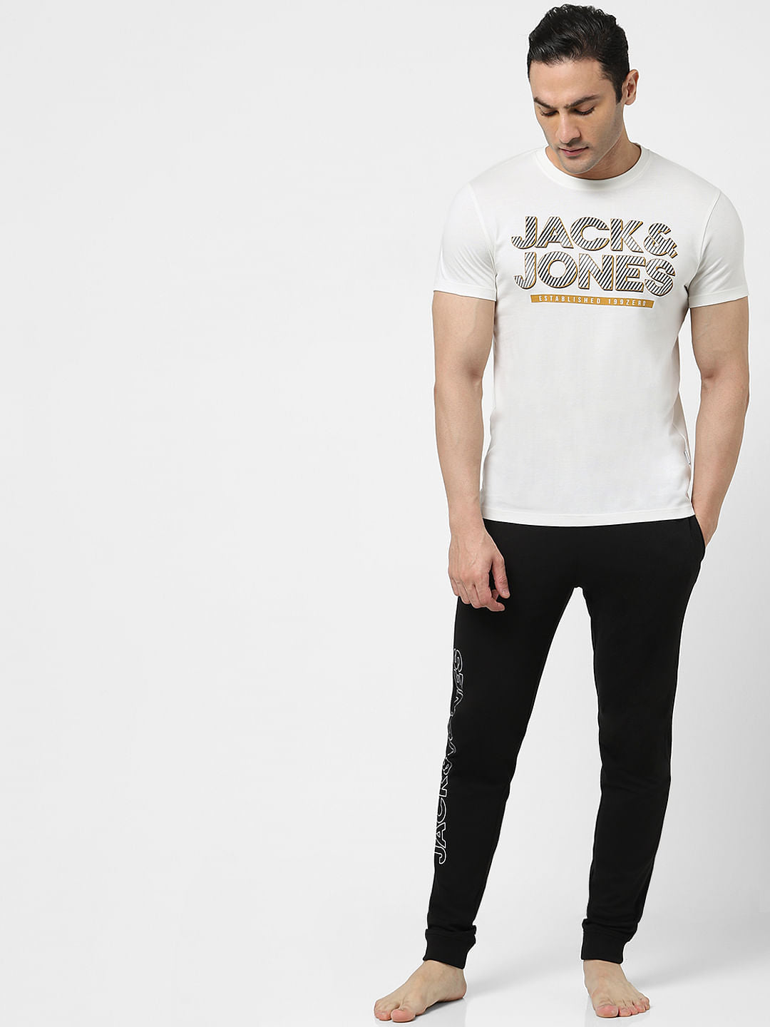 White Logo Print Crew Neck T-shirt