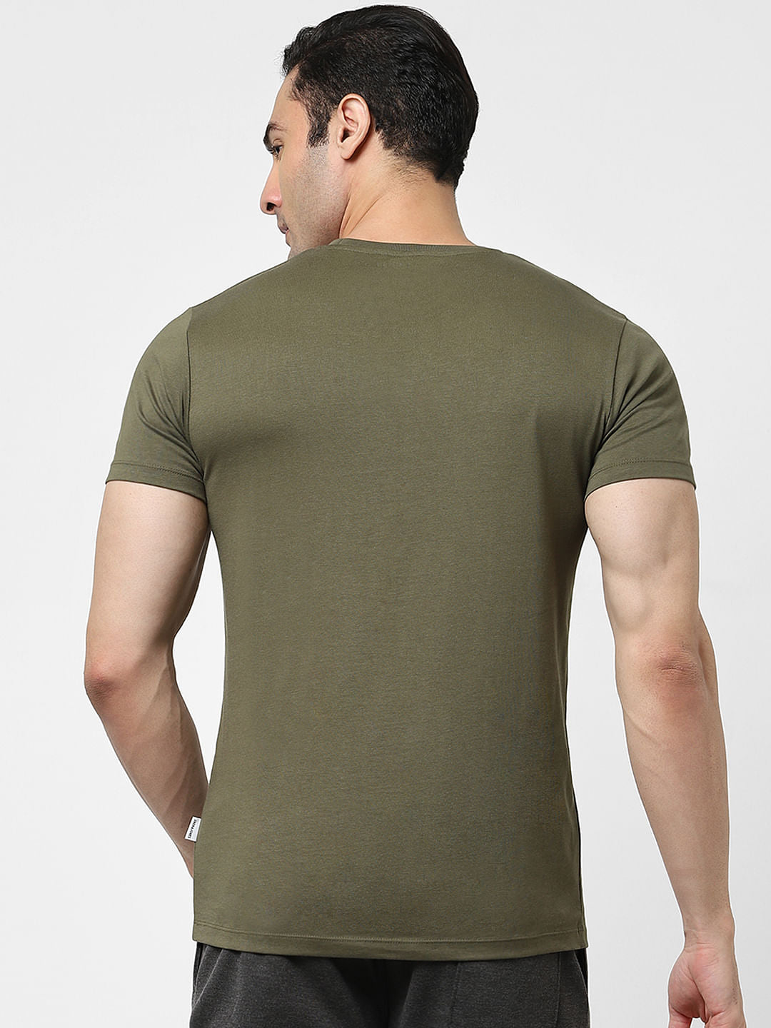 Olive Logo Print Crew Neck T-shirt