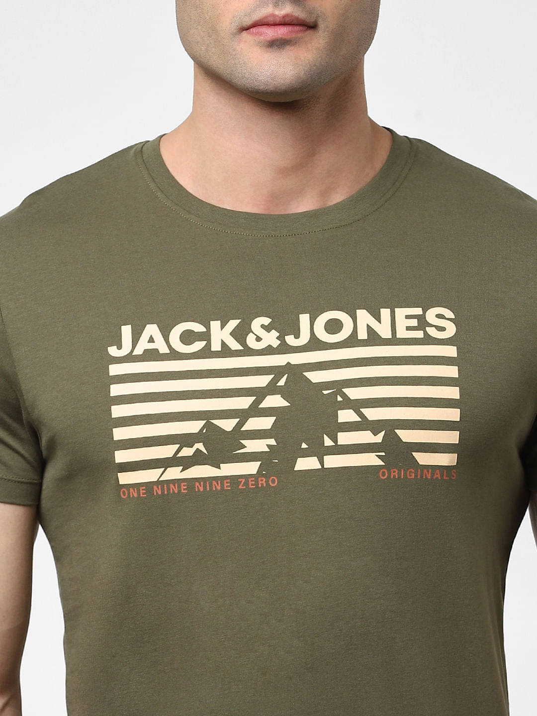 Olive Logo Print Crew Neck T-shirt