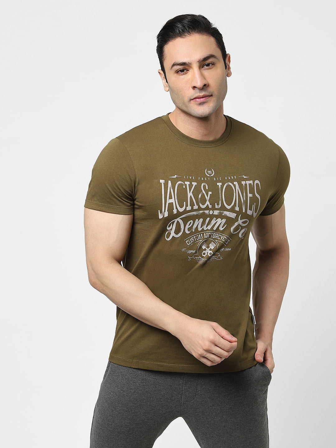 Green Logo Print Crew Neck T-shirt