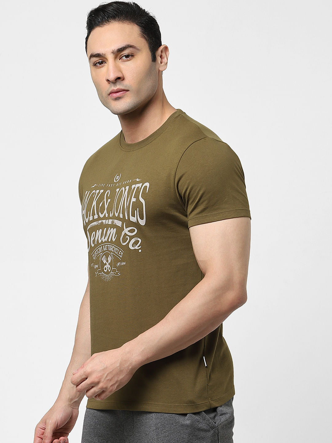 Green Logo Print Crew Neck T-shirt