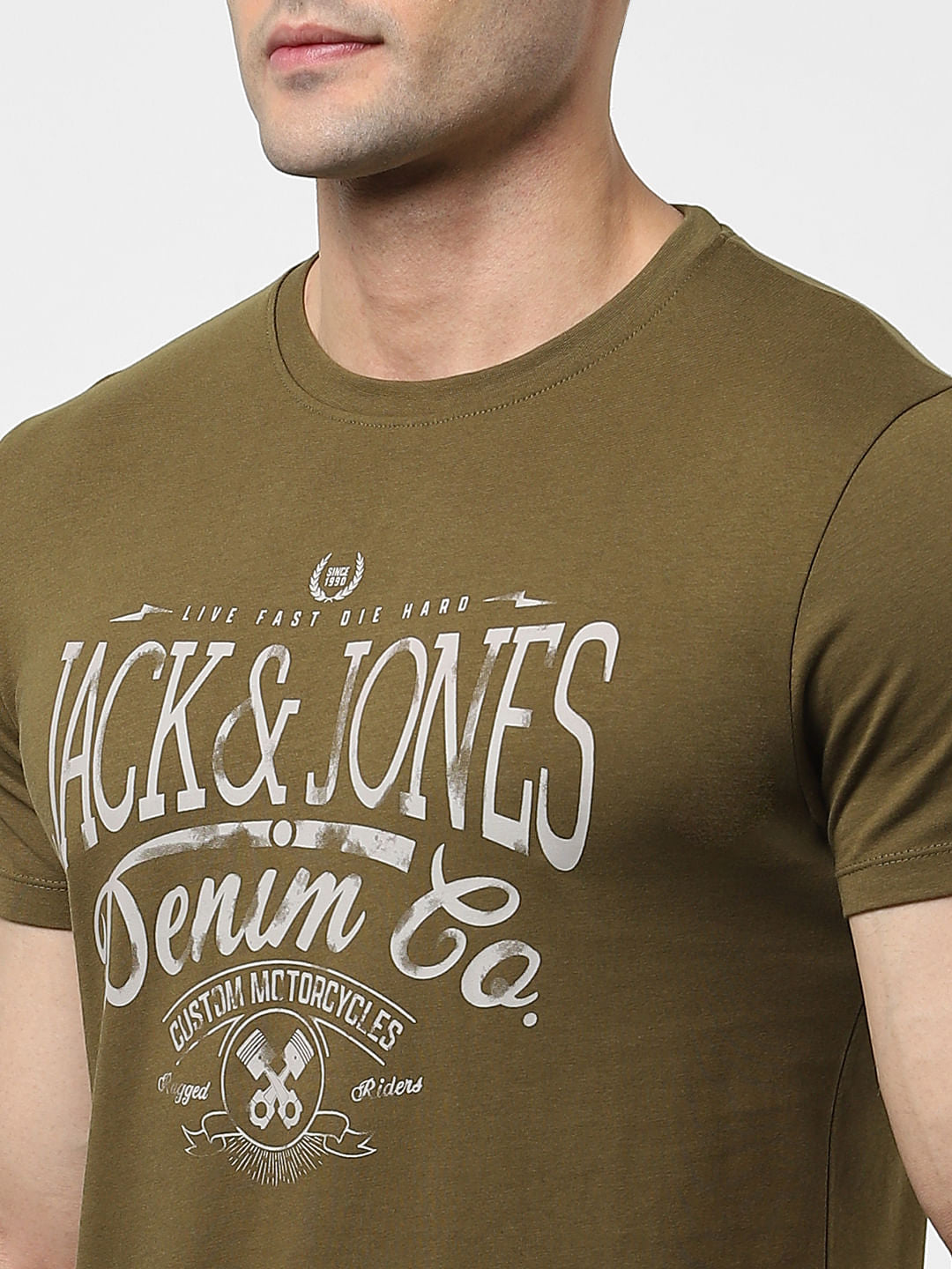 Green Logo Print Crew Neck T-shirt