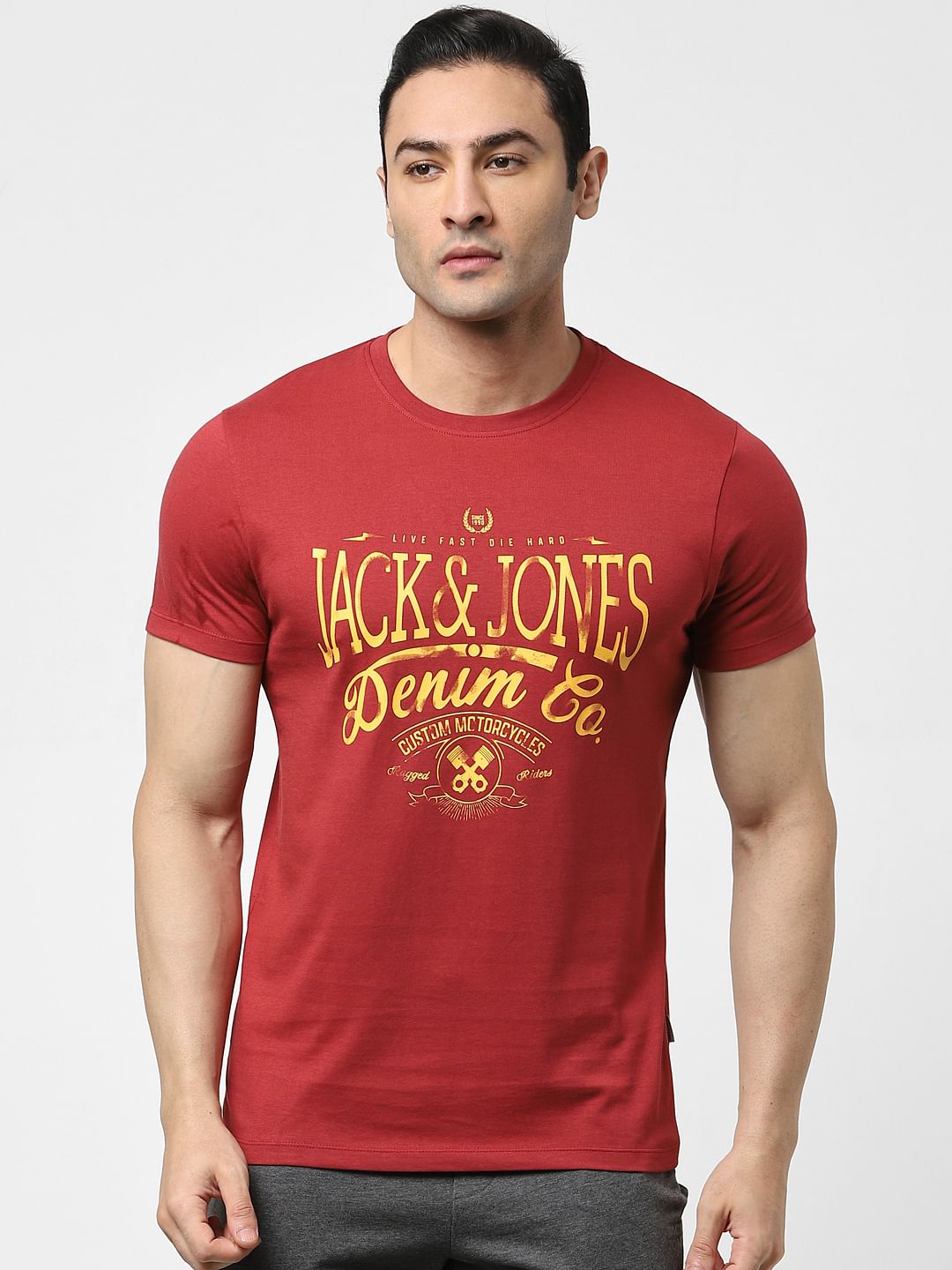 Red Logo Print Crew Neck T-shirt