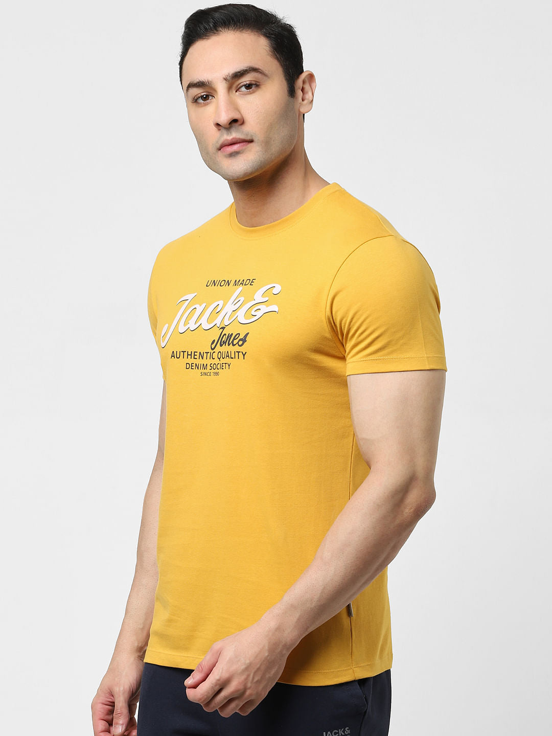Yellow Logo Print Crew Neck T-shirt