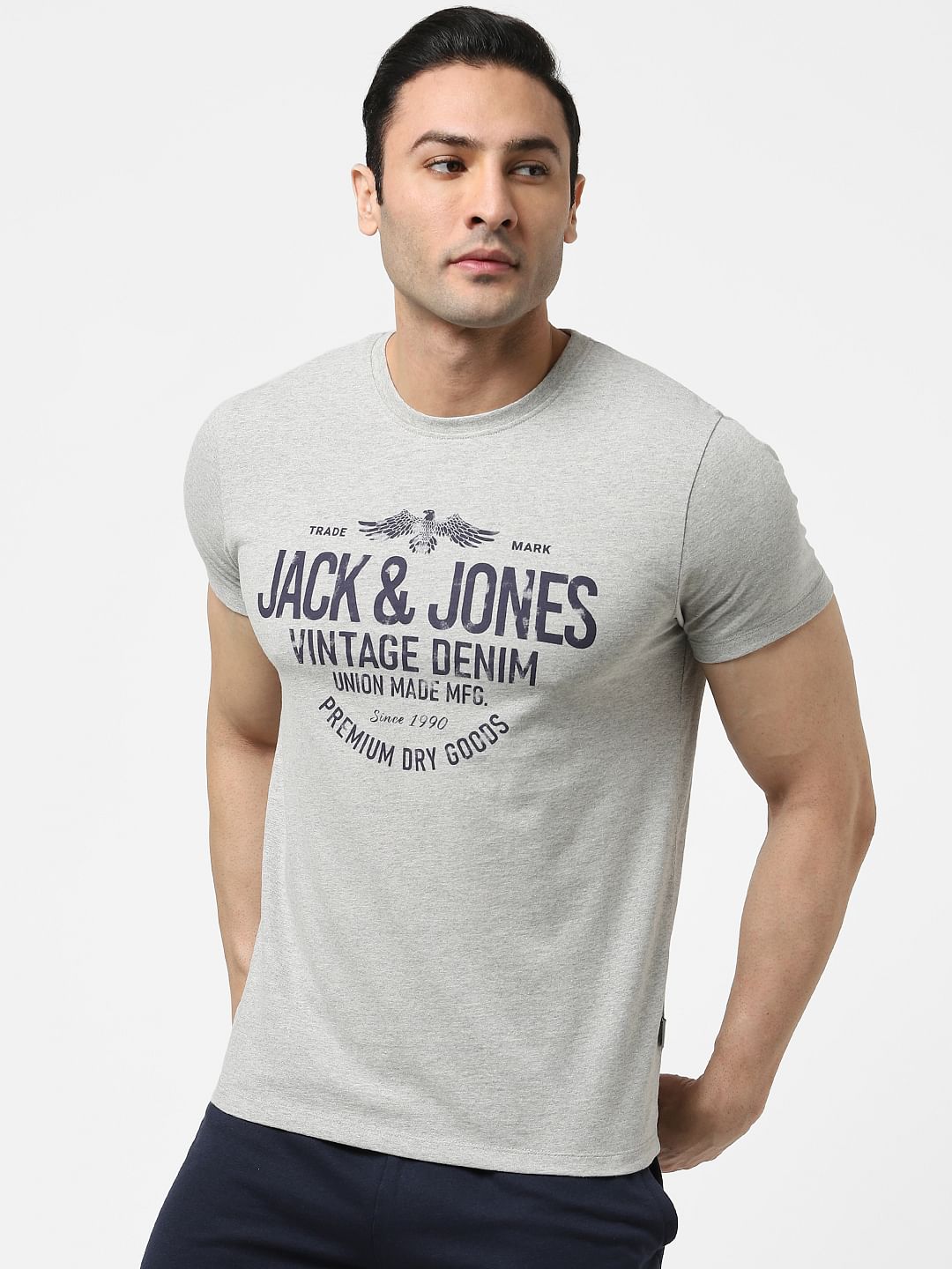 Light Grey Logo Print Crew Neck T-shirt - S