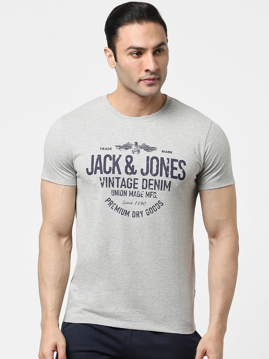 Light Grey Logo Print Crew Neck T-shirt