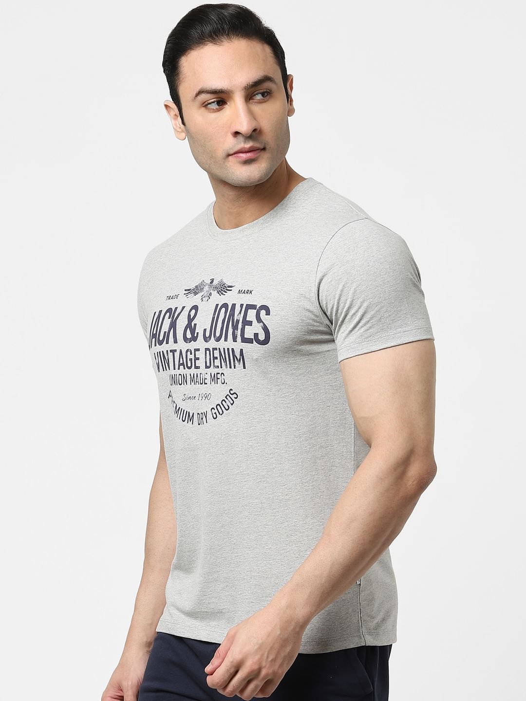 Light Grey Logo Print Crew Neck T-shirt