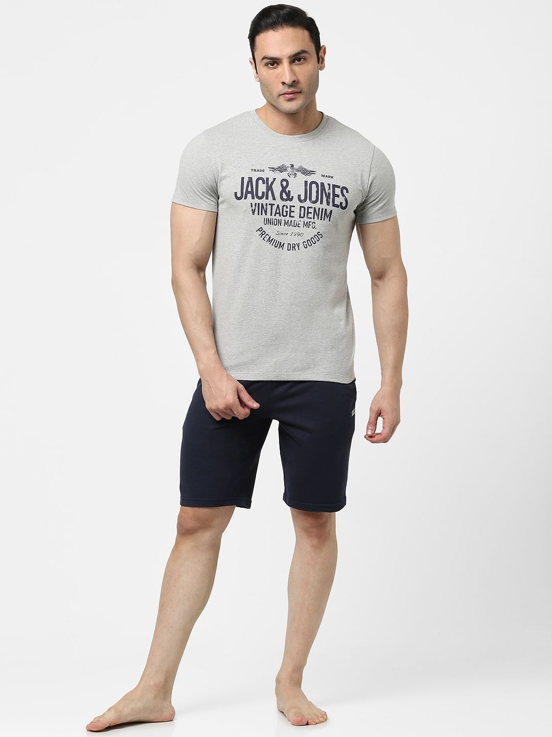 Light Grey Logo Print Crew Neck T-shirt