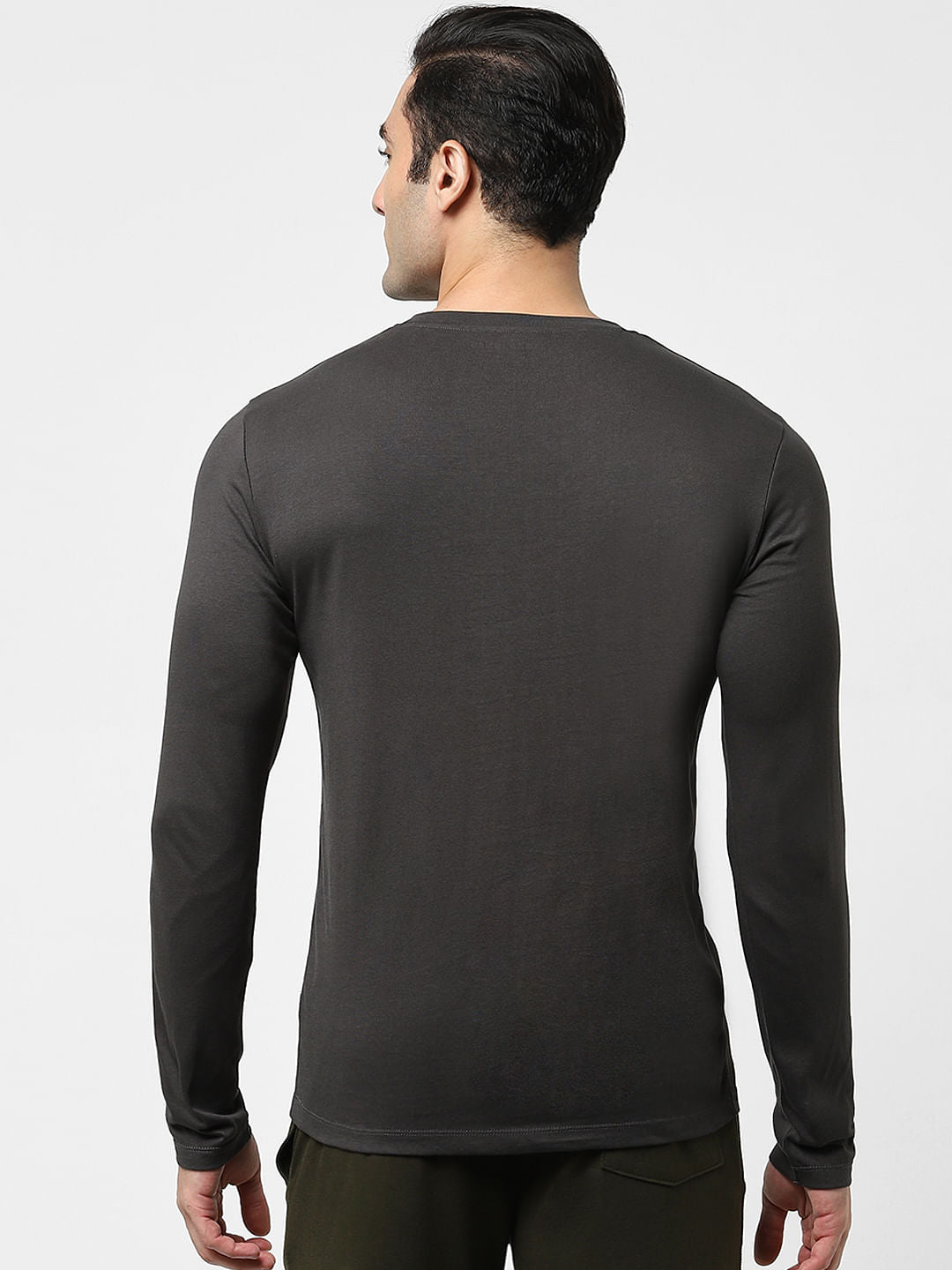 Black Full Sleeves Crew Neck T-shirt