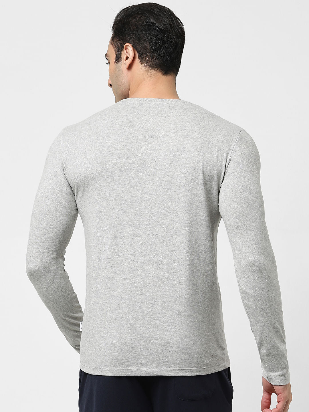 Light Grey Full Sleeves Crew Neck T-shirt